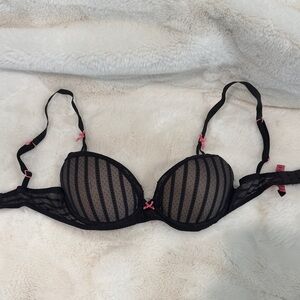 Betsey Johnson Black and Pink Polka Dot Bra